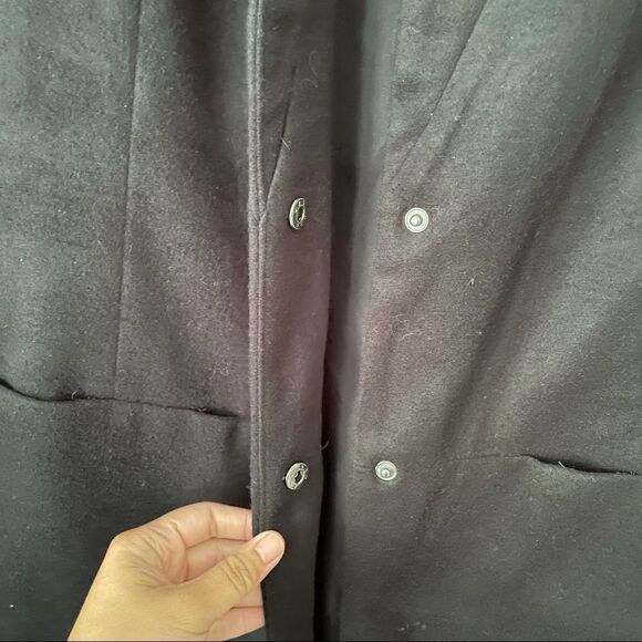 H by HALSTON‎ Women's Snap Front Coat Knee Length Notch Collar Black sz US 4 - Picture 4 of 9